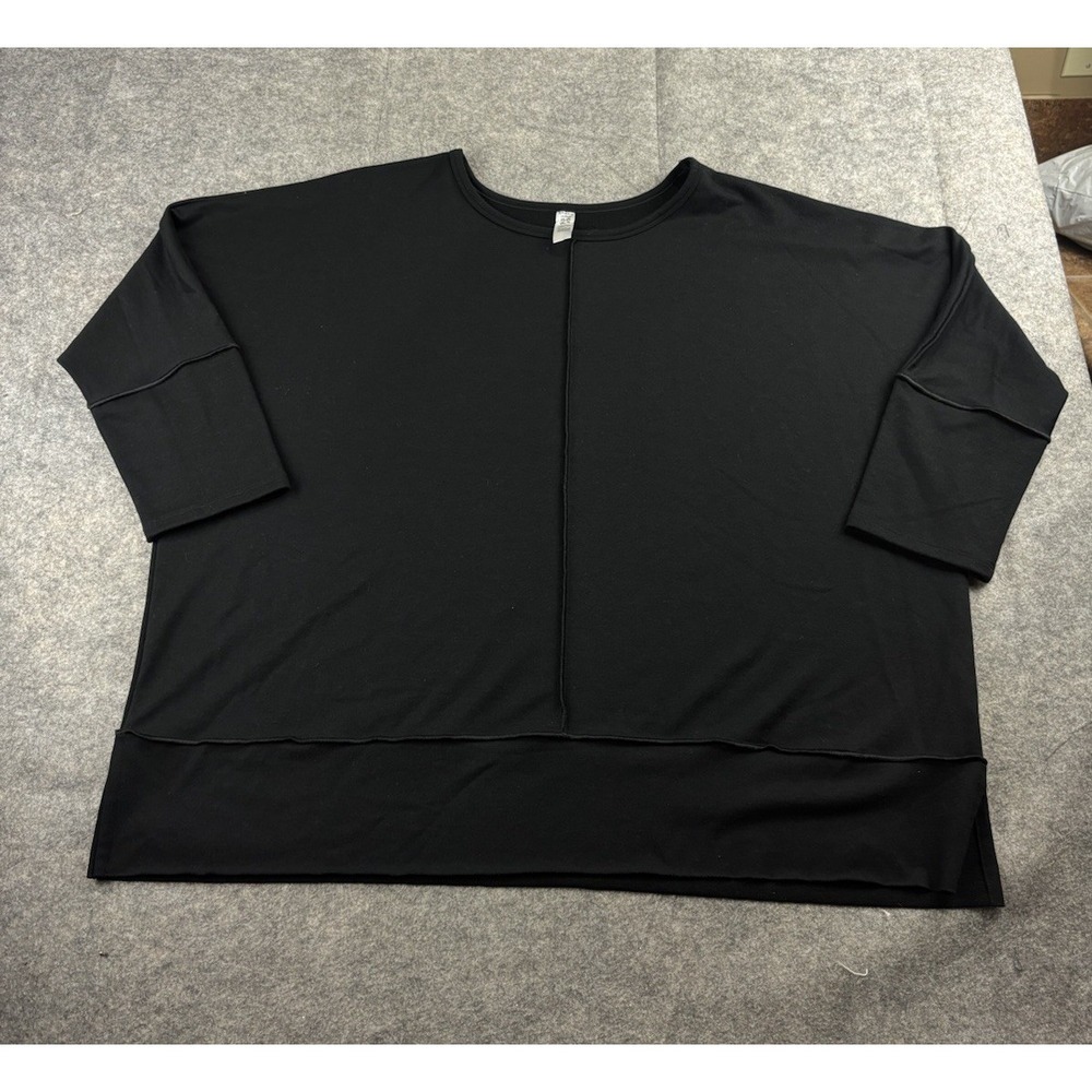 SPANX Perfect Length Sweatshirt Dolman‎ Sleeve Pullover Women's 2X BLACK Relaxed
